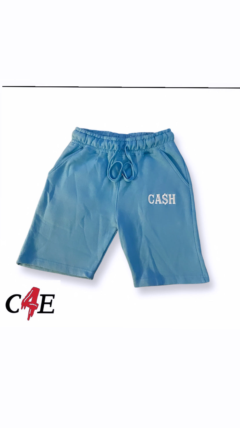 Ca$h Light Blue & White Shorts